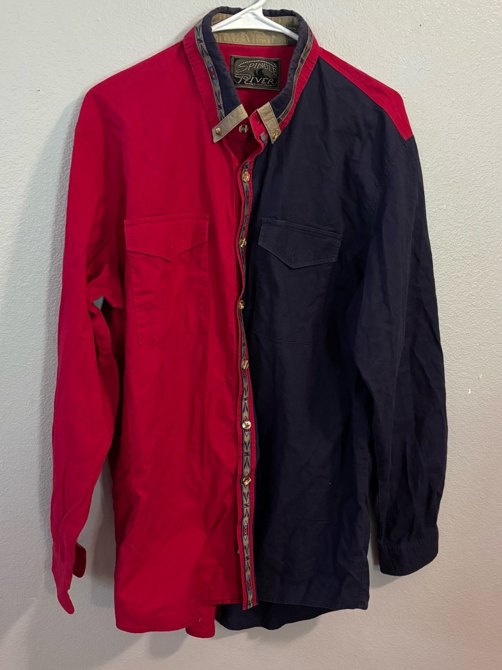 Vintage 90’s Spindle River Classics Western Color Block Shirt Red Navy Southwest